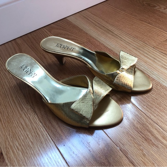 Franco Sarto Metallic Gold Heeled Sandals - Picture 1 of 5